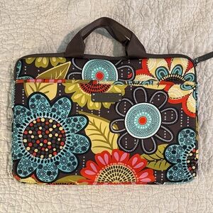 Vera Bradley Multicolor Floral Padded Laptop Bag, Zipped Closure, EUC